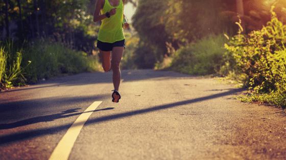 Person running on a road